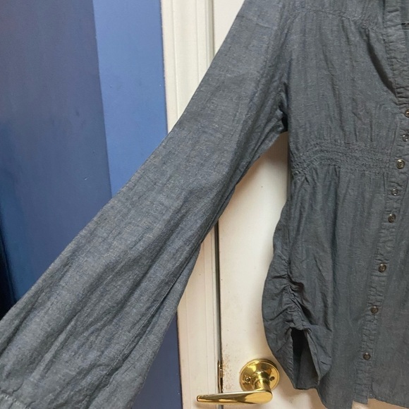 Copper Key Womens Gray Button Up Top Size xL Long Sleeve Cinch side and front - Picture 8 of 11